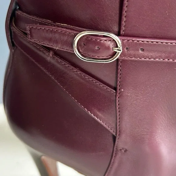 Ralph Lauren Collection Ankle Boots size 40 / 10 Burgundy‎ Heel Buckle Italy - Picture 2 of 12